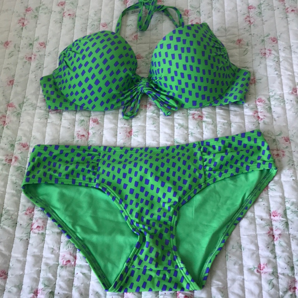 Green blue bikini set